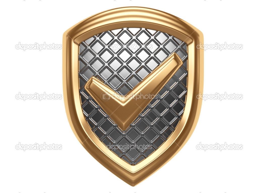 Simbolo di affidabilità con scudo dorato